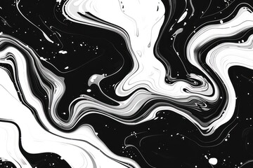 Abstract Black and White Swirling Marble Texture