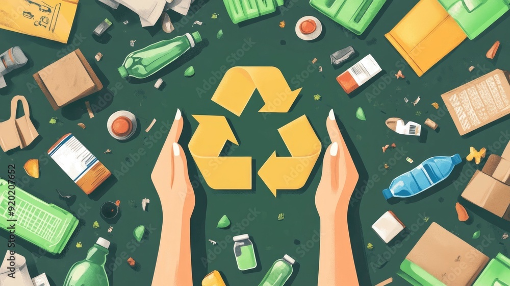 Poster flat design showcasing a hands on recycling workshop where participants engage in eco friendly learn