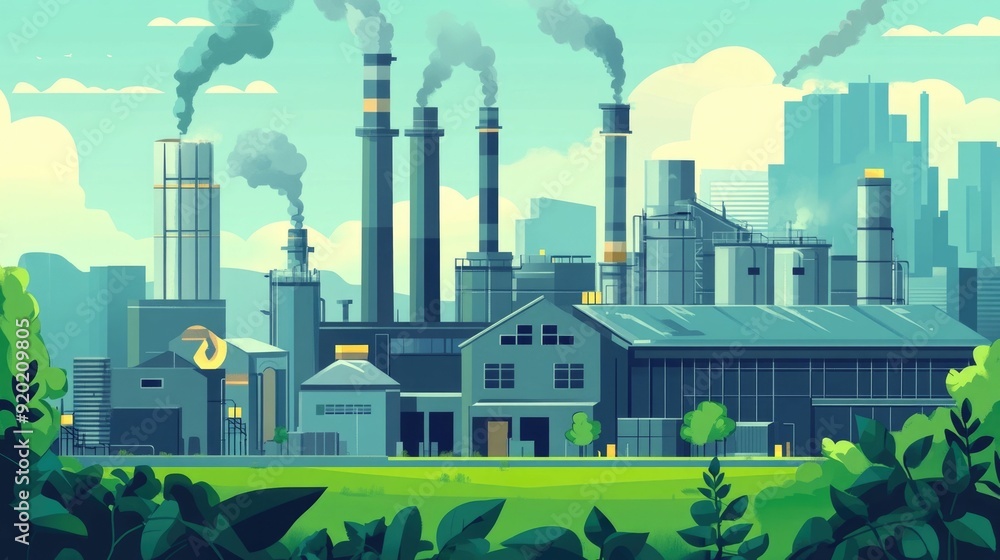 Aufkleber sustainable green technology initiative for renewable waste processing with flat design showcasing a