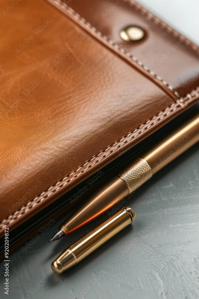 Poster a pen and wallet sit on a table, ready for use
