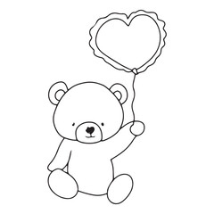 handrawn black line kawaii baby bear with variant activity gesture.  coloring book character bear. element stock bear