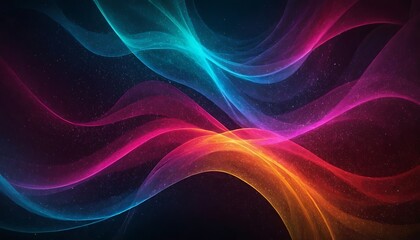 Fototapeta premium Soft Neon Waves in multiple Colors on a dark Background. Futuristic Wallpaper 1