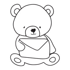 handrawn black line kawaii baby bear with variant activity gesture.  coloring book character bear. element stock bear
