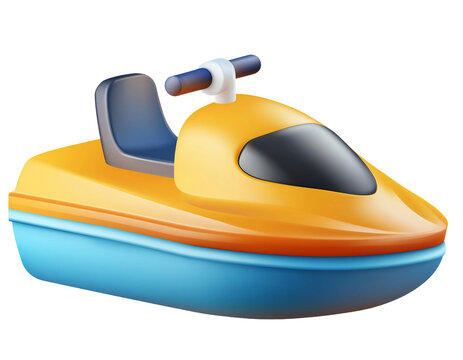 yellow jet ski, blue and orange details clip art preview