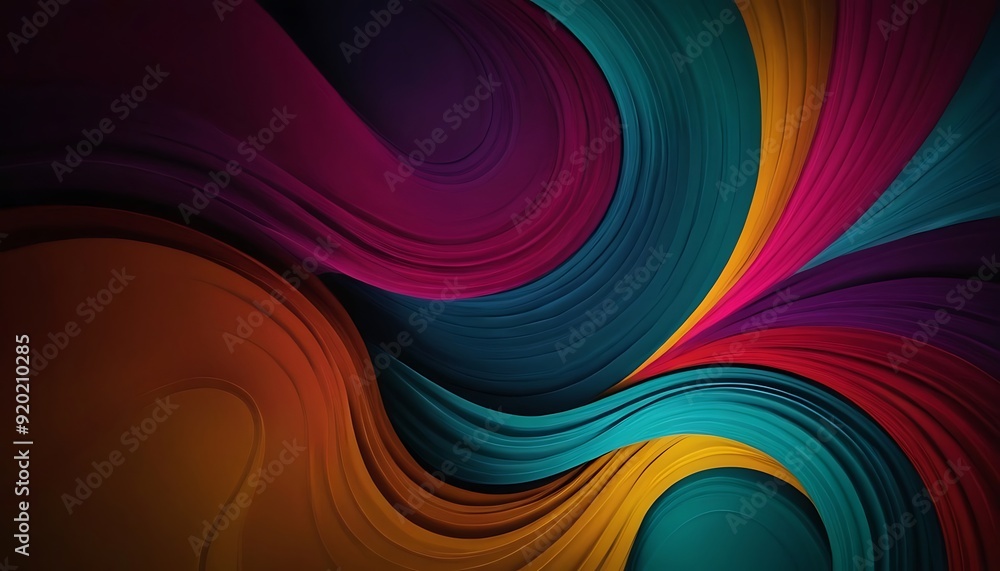 Wall mural abstract soft neon waves in multiple colors on a dark background. futuristic wallpaper7