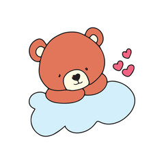 baby bear different pose. baby bear sleep on clous, bear cooking cakes, bear on blank banner, bear eaten soup, bear happy picnic, 