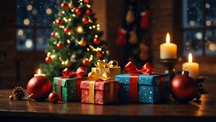 christmas tree and gifts