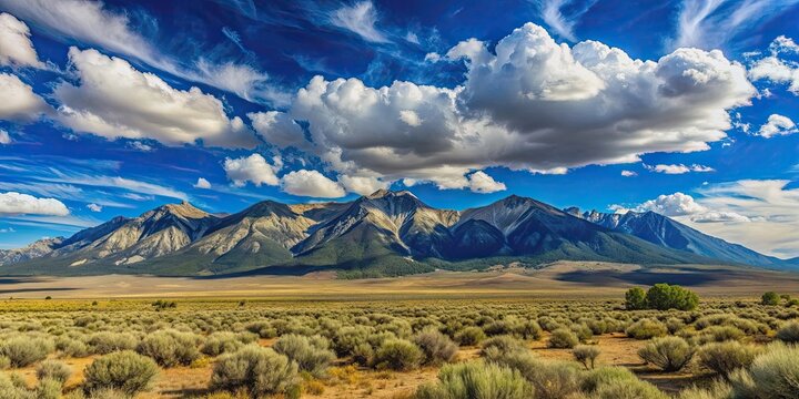 Clouds over Great Basin National Park on a summer day with Mt. Moriah in the distance , Great Basin National Park, Wheeler Cirque