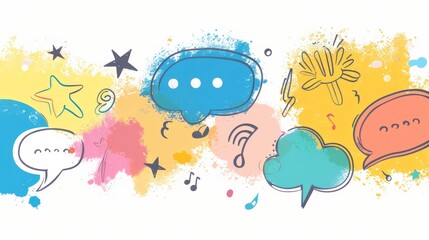 A collection of vibrant speech bubbles on a clean white background, ideal for use in presentations, marketing materials, and more