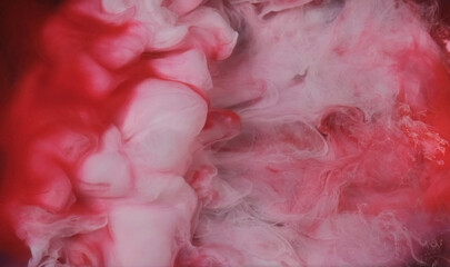 Paint splash water. Smoke wave. Defocused red white color glitter dust texture explosion vapor flow...