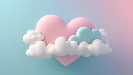 Pink, blue, and white clouds forming a heart shape. Perfect for romantic, lovethemed designs such as greeting cards and social media posts.
