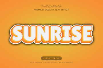 Sunrise Orange Cartoon Editable Text Effect, Font Graphic Style