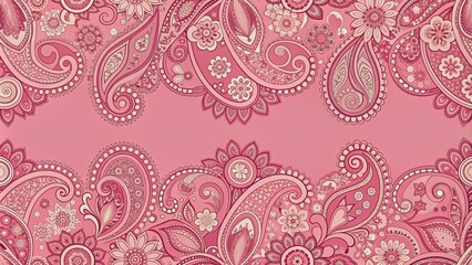 Pink paisley floral seamless pattern background, vintage, retro, feminine, floral, soft, paisley, pink, pastel, elegant