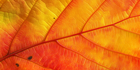 Obraz premium Closeup of colorful autumn leaf showing veins and texture