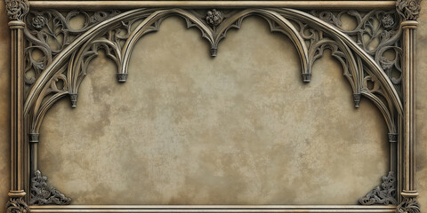 Gothic style frame border presenting a blank wall background