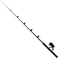 fishing road logo icon, surfcating fisherman with a fishing road, vector best flat design template elements, isolated on transparent background, used for mobile apps, website design and ui.