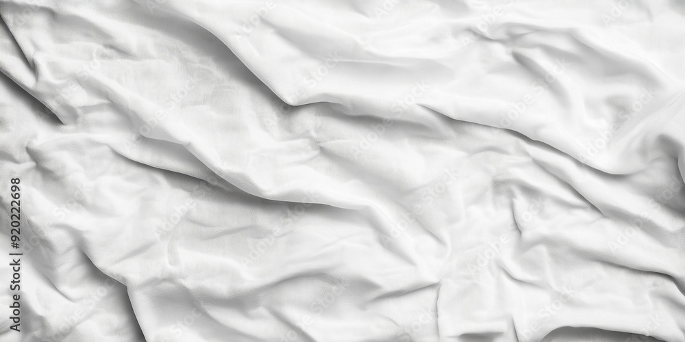 Poster White cloth texture background with soft waves forming abstract pattern