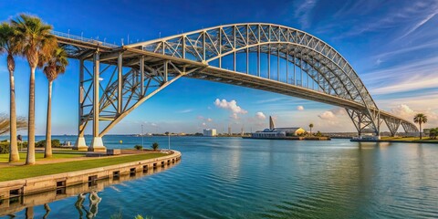 Obraz premium Harbor bridge in Corpus Christi, Texas USA , architecture, landmark, transportation, suspension bridge