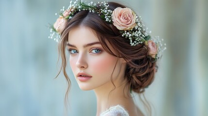 Fototapeta premium Delicate Floral Hair Crown on a Woman
