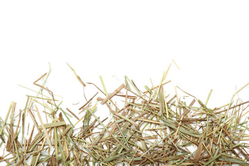 Straw scattered on white background
