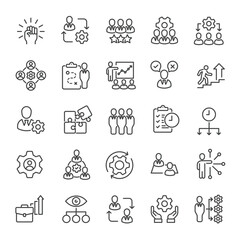 Fototapeta premium Managmenet business thin line icons collection. Editable stroke. For website marketing design, logo, app, template, ui, etc. Vector illustration.