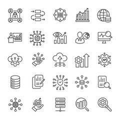 Data analystic thin line icons collection. Editable stroke. For website marketing design, logo, app, template, ui, etc. Vector illustration.