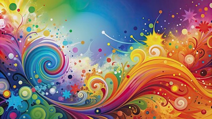 Abstract background paint with swirls and splatters in various colors , art, creativity, design, rainbow, vibrant