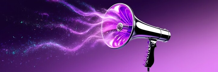 glowing megaphone advertisement and digital marketing strategies. AI-driven targeted advertising, personalized marketing campaigns.