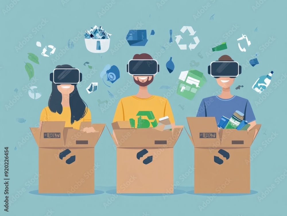 Poster engaging in recycling education through innovative virtual reality training techniques utilizing fla