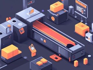 Obraz premium of a Recycling Technology Concept featuring Infrared Sorting Systems in a Flat Design Style