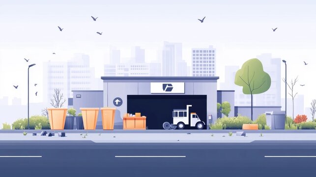 depicting a recycling initiative driven by public private partnerships showcasing a collaborative effort towards environmental sustainability and waste management through a flat design visual style