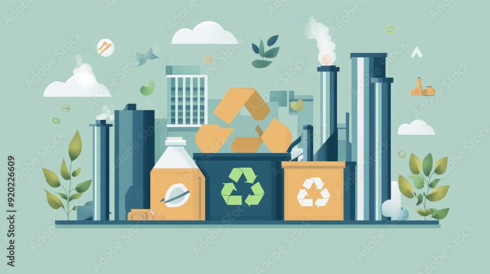 Poster circular economy program with closed loop recycling systems flat design for sustainable environmenta