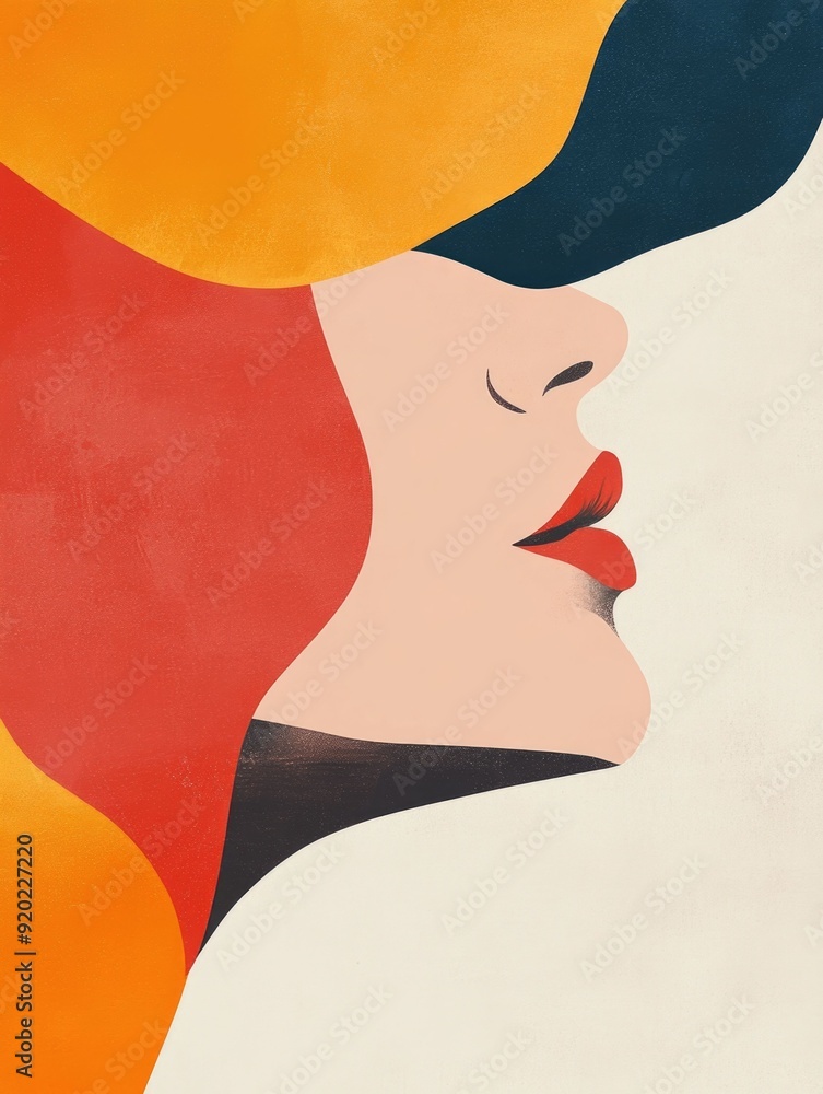 Poster vibrant minimalist abstract digital with passionate bold colors and fluid shapes modern contemporary