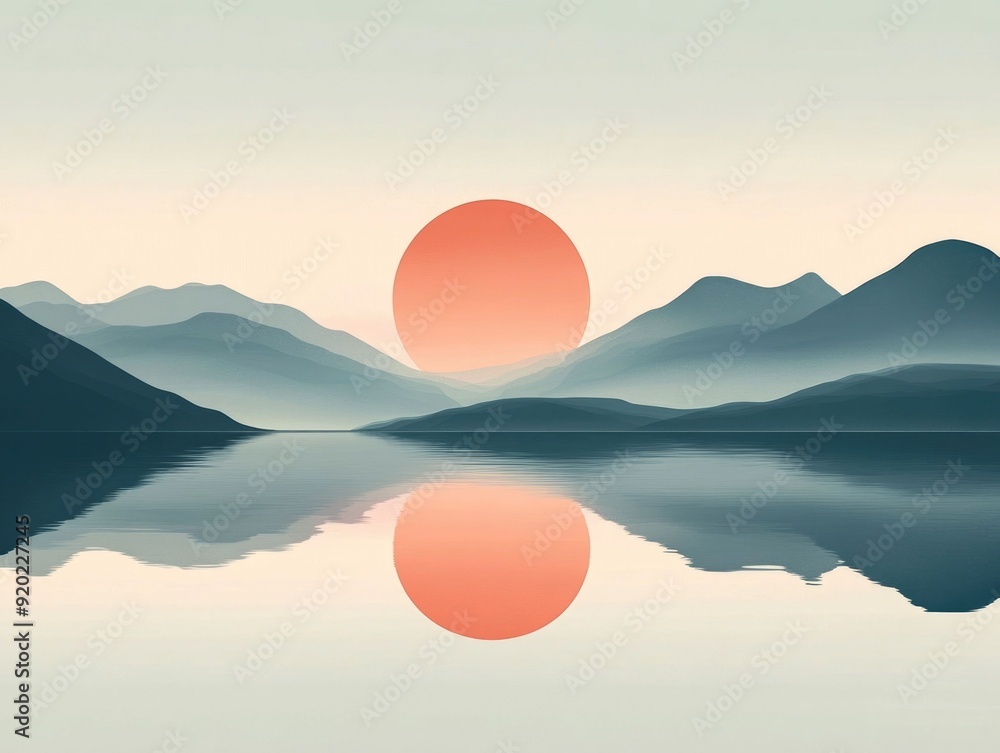 Aufkleber tranquil and serene abstract art with a minimalist flat design style the image evokes a sense of qui