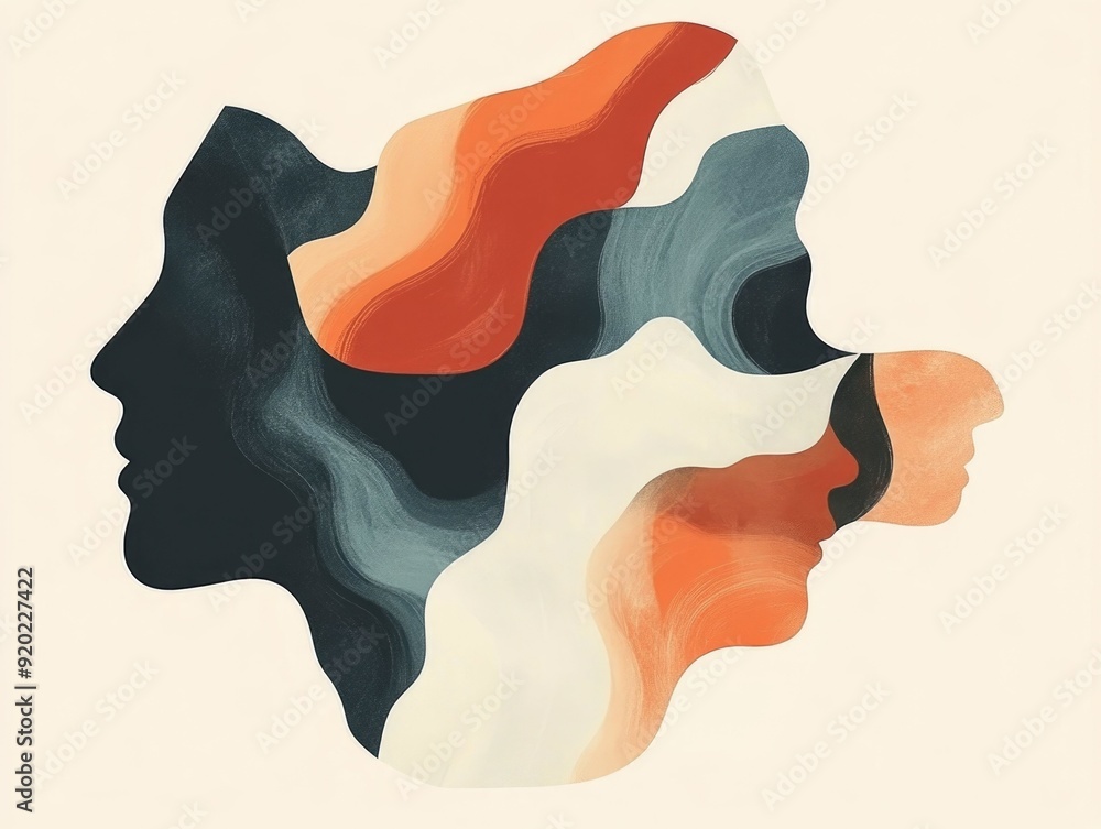 Poster powerful and evocative minimalist abstract art depicting turbulent emotions and clean geometric form