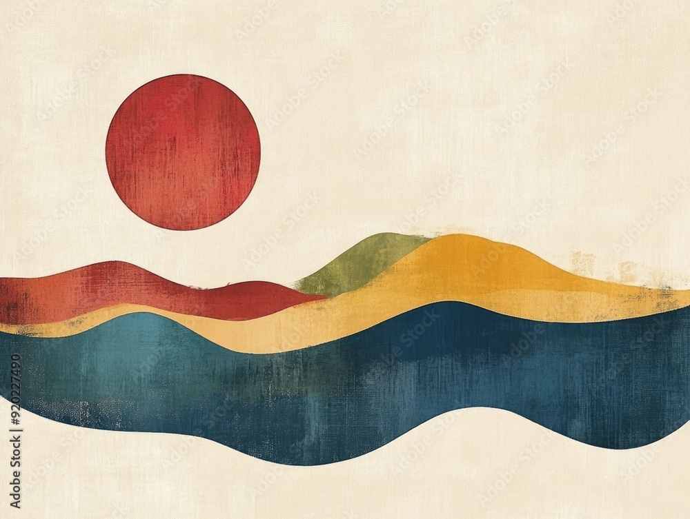 Poster captivating abstract featuring harmonious geometric patterns vibrant colors and a minimalist aesthet