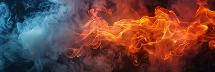 A vibrant blend of blue smoke and orange flame, ideal for dramatic visual projects that captivate audiences