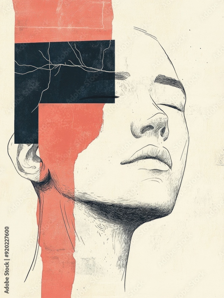 Poster minimalistic abstract digital featuring a flat monochromatic design with expressive restrained eleme