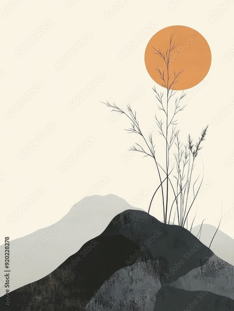 Poster stunning minimalist abstract art with simple geometric shapes and a calming serene composition this 
