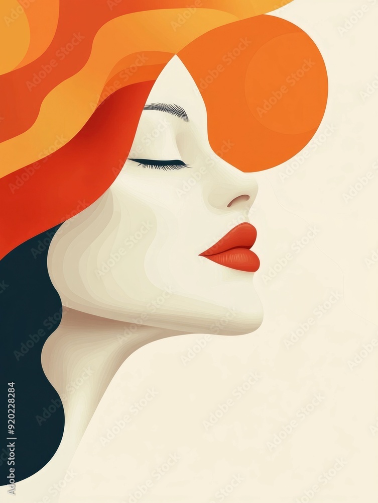 Poster serene and contemplative abstract art with a minimalist geometric design featuring elegant lines sha
