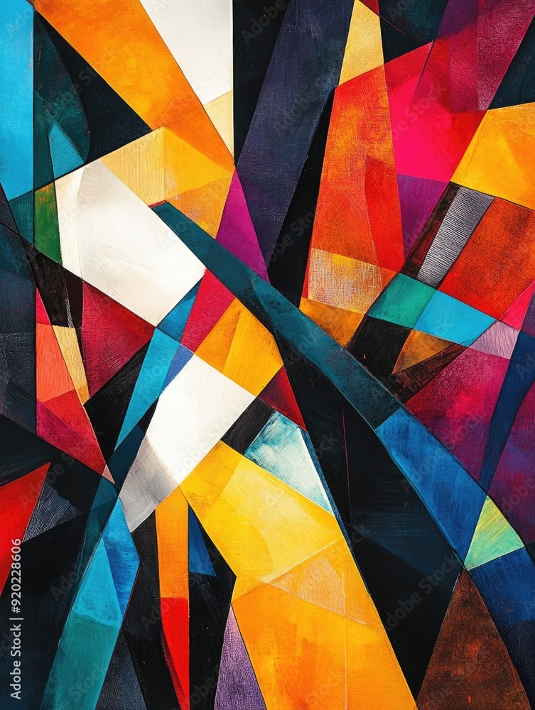 Poster vibrant dynamic abstract geometric patterns in bright colorful contemporary art design energetic and