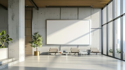 Contemporary Lounge with Large Blank Canvas and City View