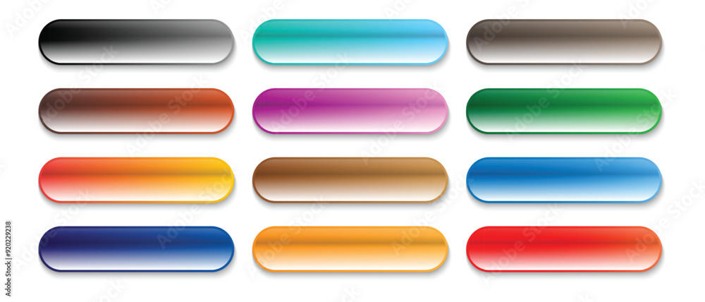 Poster set of different gradient button. web button vector illustration.