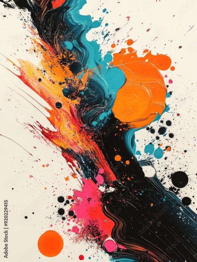 Poster captivating splatter art abstract fluid shapes and modern brushstrokes create a visually striking an