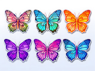 Butterfly Wings kawaii stickers with vibrant color