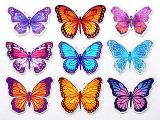 Butterfly Wings kawaii stickers with vibrant color