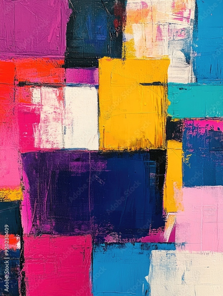 Poster stunning abstract art featuring bold lines vibrant color blocks and a dynamic geometric composition 