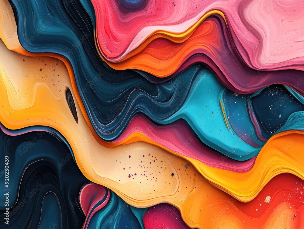 Poster mesmerizing abstract art with fluid flowing color transitions and dynamic geometric patterns this di