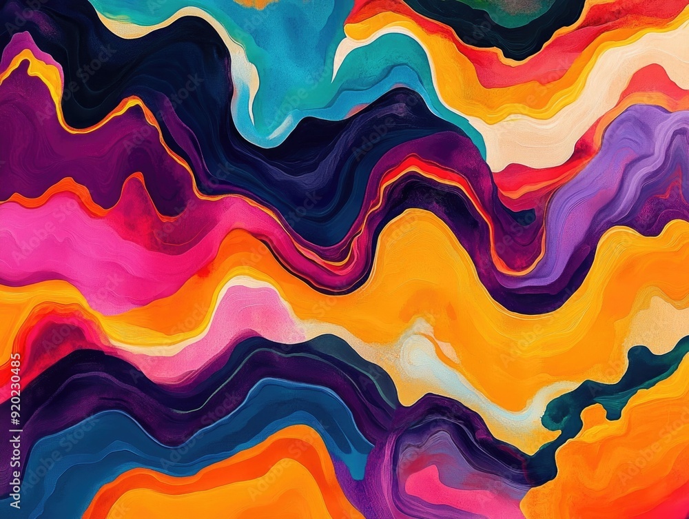 Poster Mesmerizing abstract color patterns with dynamic fluid transitions and modern expressive visual art  Creative digital featuring vibrant gradients geometric shapes