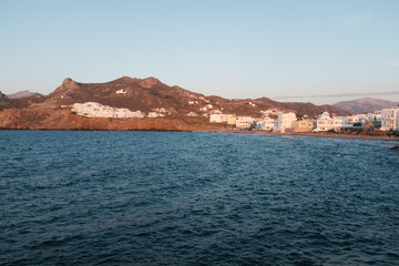Golden hour along the coastline of Greece